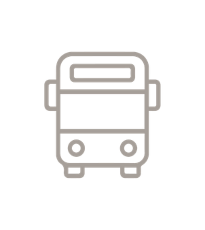 Front view icon of a bus in gray line